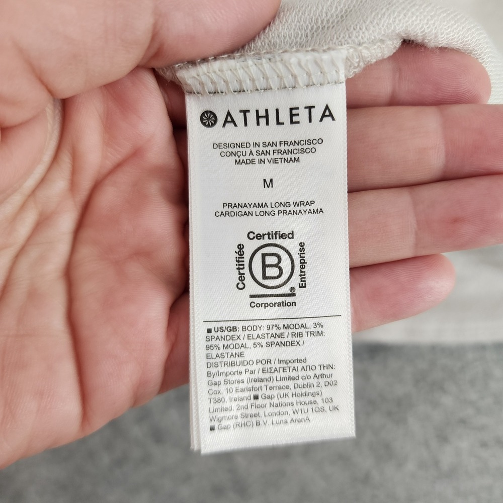 Athleta Pranayama Long Wrap Cardigan Beige Modal Yoga Athleisure Womens Medium - Picture 7 of 7